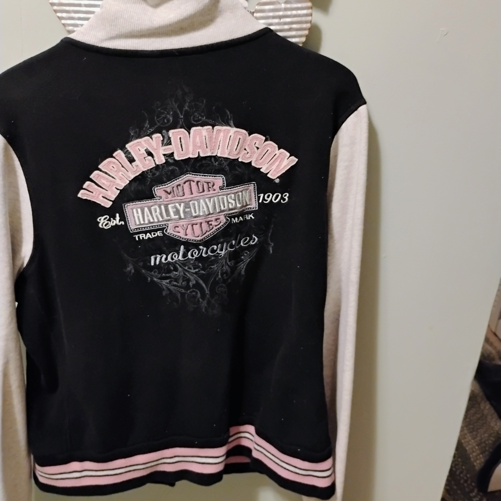 Harley-Davidson Women's Black and Pink Cowl Sweater